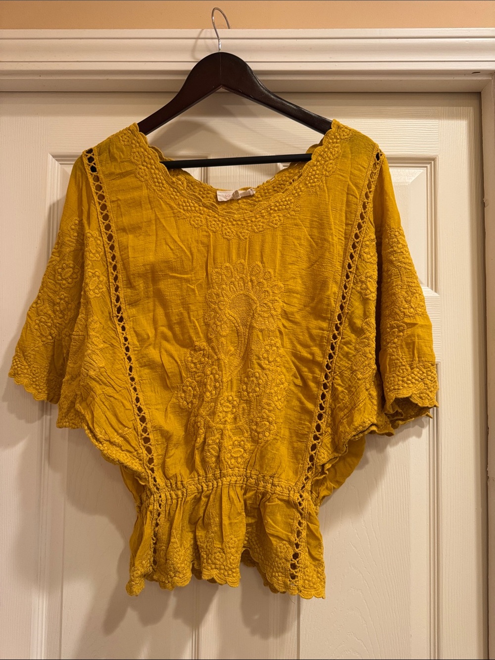 Feminine and Airy Golden Yellow Embroidered Boho Blouse